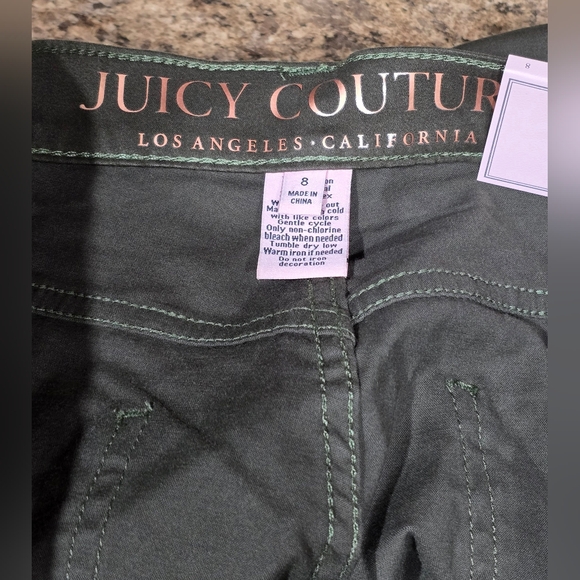 Juicy Couture Urban Olive Stretch Sateen Pants Size 8 - Picture 8 of 11